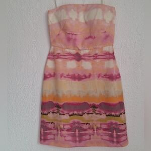 Banana Republic Strapless Dress - Pink and Orange